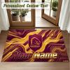 Crystal Velvet Square Rug Custom NameBrisbane Broncos Pattern Non Slip Home Floor Decor Rug