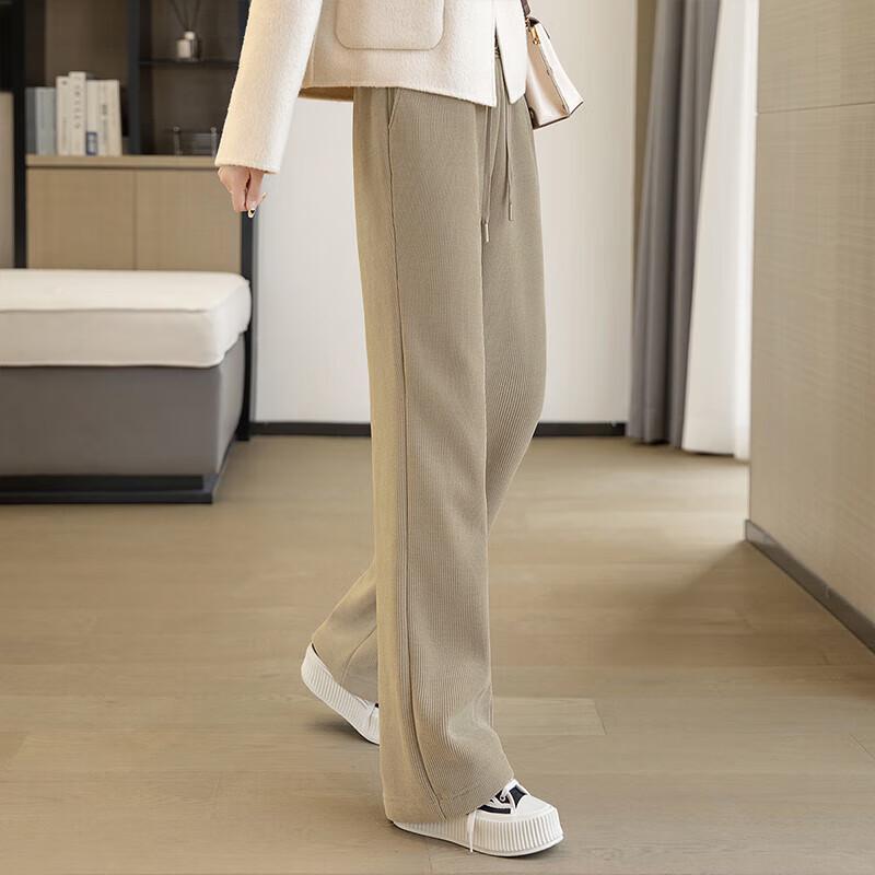 Women's Winter Velvet-Lined High-Waist Wide-Leg Casual Pants