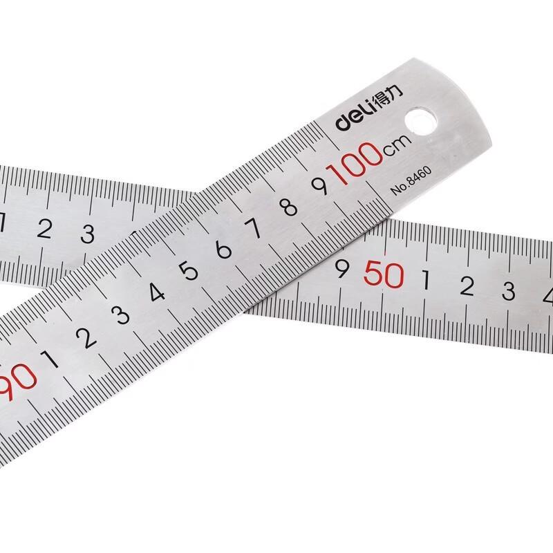 Deli 100cm Thickened Stainless Steel Ruler (2-Pack)