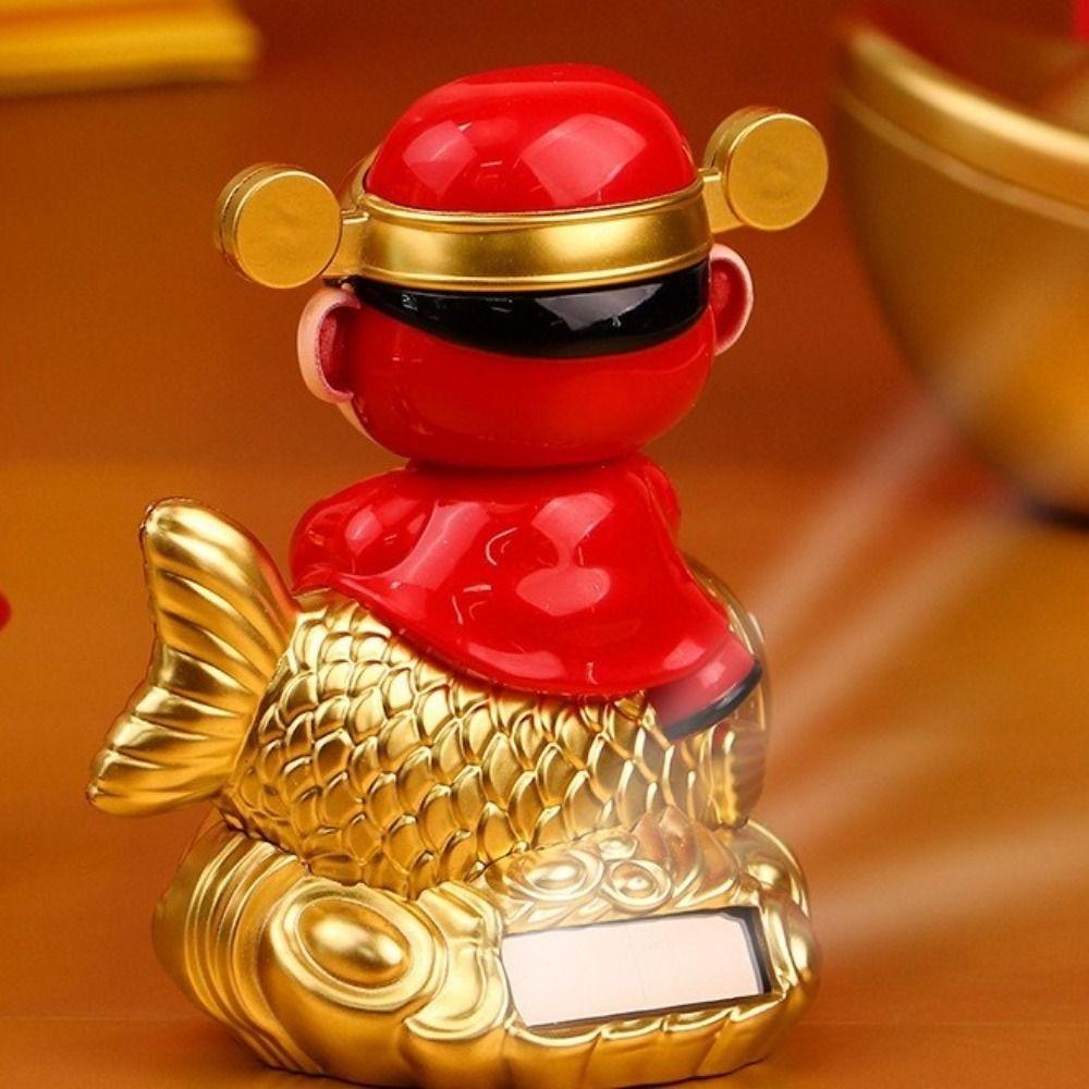 Solar Powered Wealth Attraction Koi Decoration Automatic Nodding Car Ornaments  Cashier Ornament