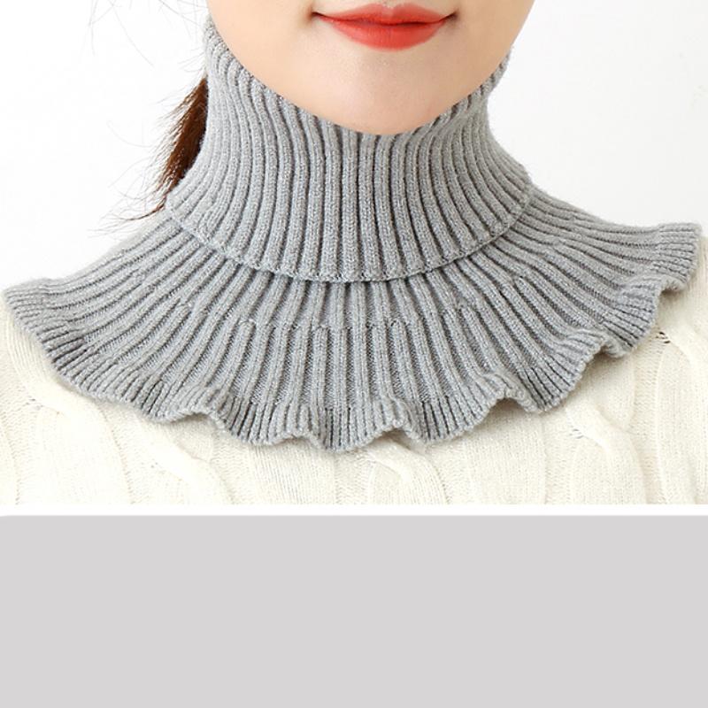Winter Scarf Women's Coldproof Warm Knitted Neck Scarf Women's Fake Collar Red Scarf