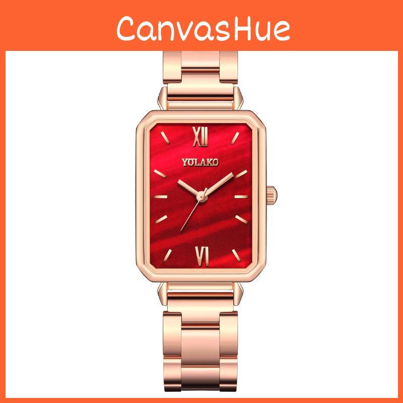 Moderne Damen-Quadratuhr mit japanischem Quarzwerk und Metallarmband für das Büro und als Geschenk