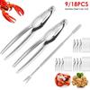 Stainless Steel Crab Tool Nut Cracker Crab Peel Shrimp Tool Lobster Clamp Pliers Clip Pick Set Seafood Tools Knives Accessories