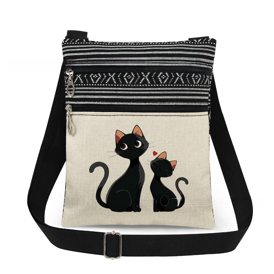 1PC Cat Print Tote Bags Women Shoulder Handbags Postman Package 6960
