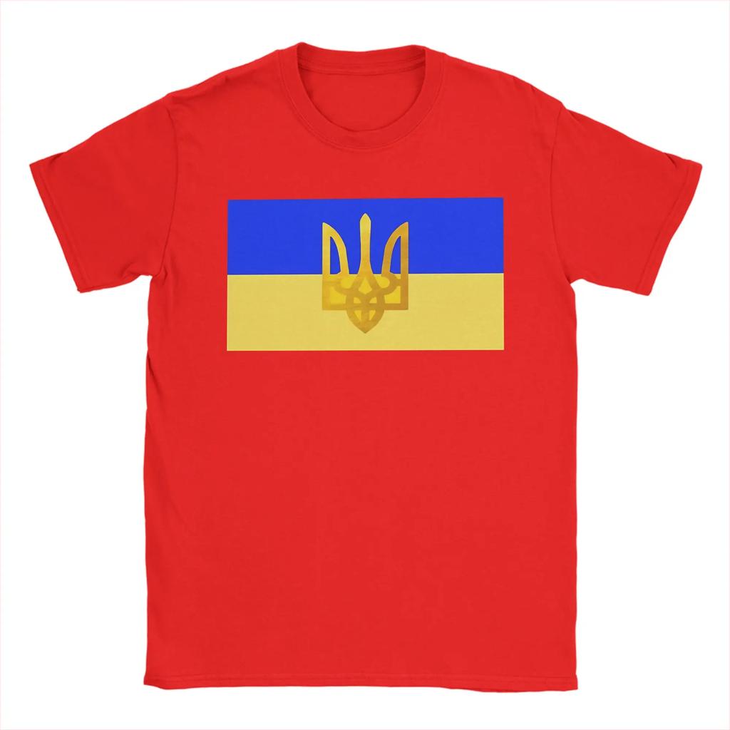 Ukraine Flag  T-Shirt for Men  Awesome Cotton Tee Shirt Round Collar Short Sleeve T Shirts Birthday Present Tops