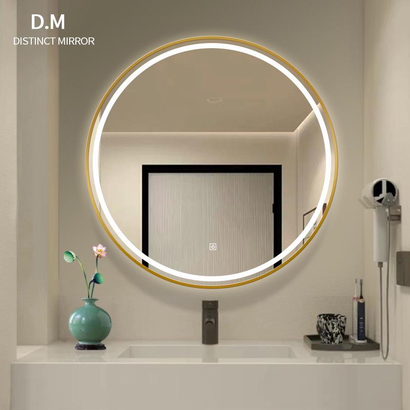 Round LED Bathroom Vanity Mirror with Frame, Anti-Fog, Wall-Mounted