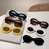 New Y2K Vintage Oval Sunglasses Women For Men Luxury Brand Designer Sun Glasses Steampunk Popular Pink Hip Hop Eyeglasses Frame