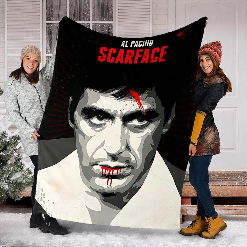 1pc Scarface Outdoor Flannel Blanket for Girls Soft, Lightweight Throw Perfect for Camping, and Gifting, Digital