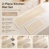 Beige gestreepte keukenvloermat 2-delige set Antislip Waterdichte Wasbare Vloerkleden voor Keuken Entree Wasruimte