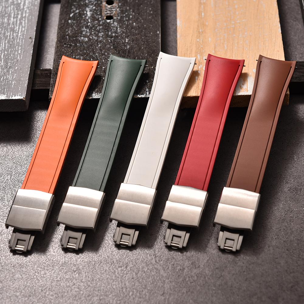 New Design Curved Rubber CTS Watch Strap 20mm 22mm Quick Release Original Butterfly Buckle Watch Bands For FKM Strap Cut To Size