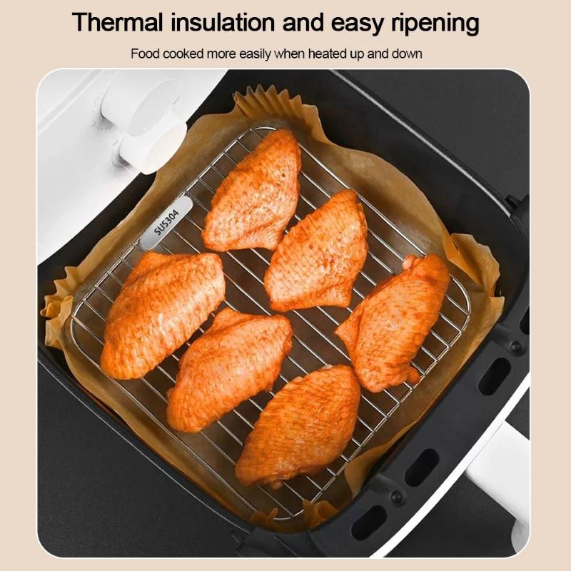 304 Stainless Steel Air Fryer Oil Drain Rack, Heat Resistant & Easy To Clean, Perfect For Home Kitchen Grilling Baking Roasting