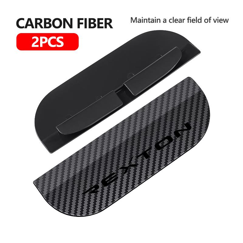 Car Rearview Mirror Rain Eyebrow Snap-On Carbon Fiber Rain Shield For SsangYong Musso Korando Rexton Torres Kyron 2 Sanka Actyon