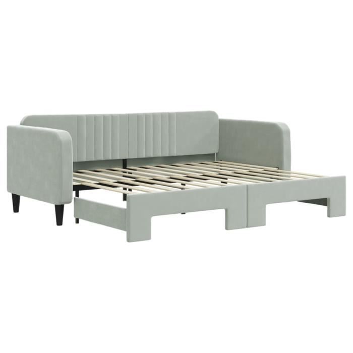VidaXL Lit de jour avec lit gigogne gris clair 90x200 cm velours 3197063