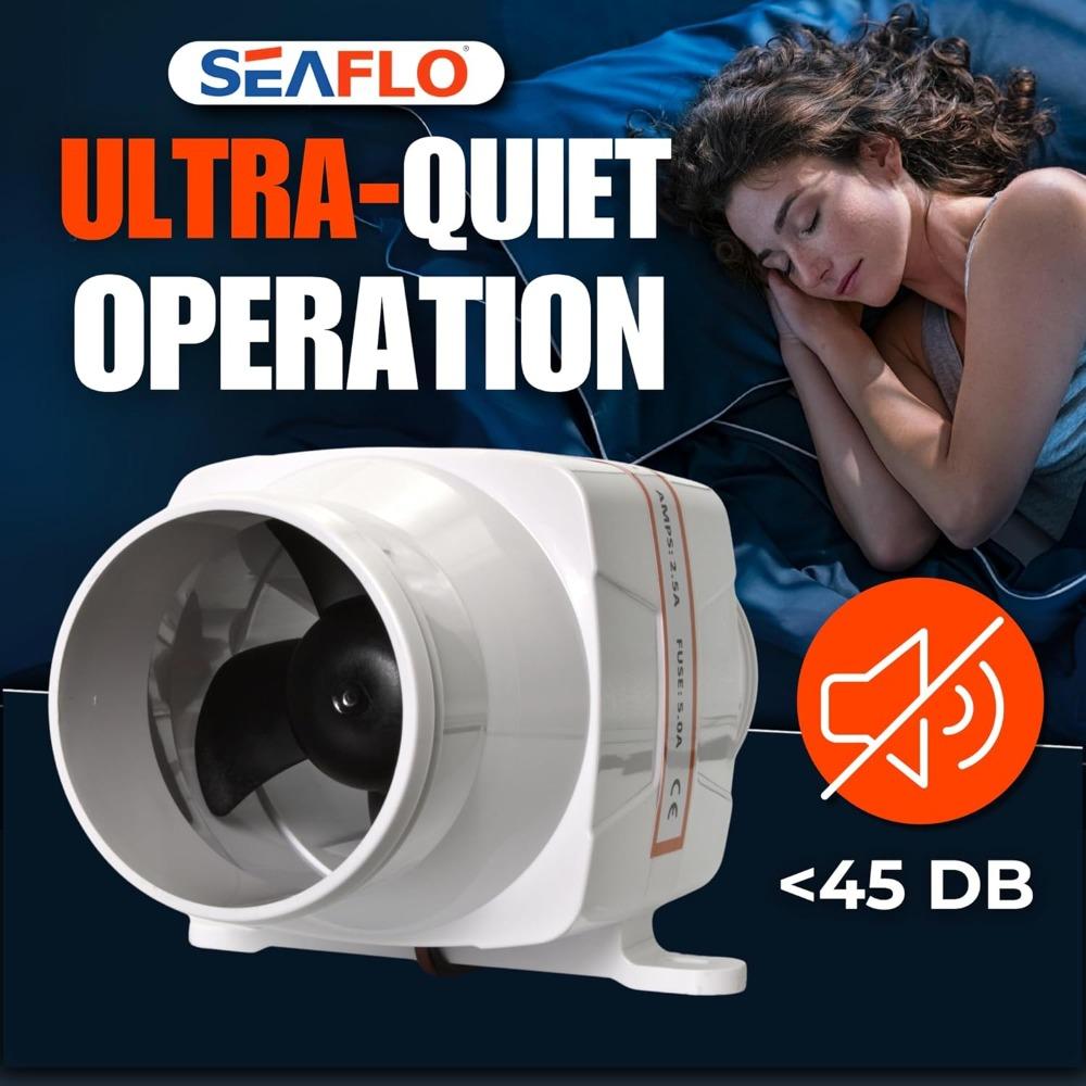 Inline Marine Bilge Blower - 12V, 3 or 4 Inches, 130-270 CFM Ultra-quiet Operation, Suitable for Yachts/sailboats - ISO 8846, CE, and RoHs Certified