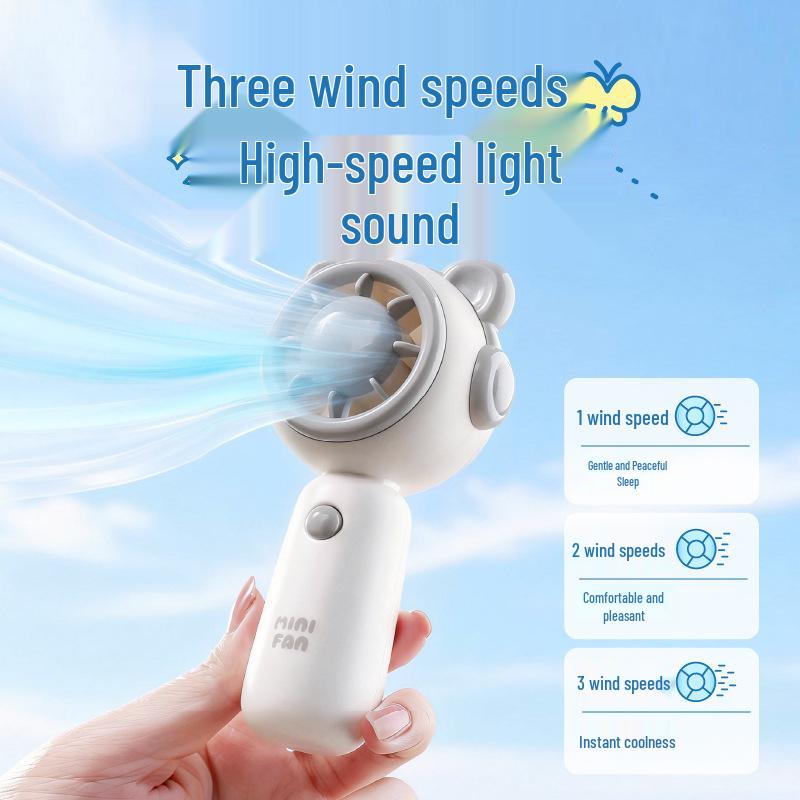 USB Rechargeable Mini Silent Cartoon Handheld Fan for Children - Portable Desktop Electric Toy Fan