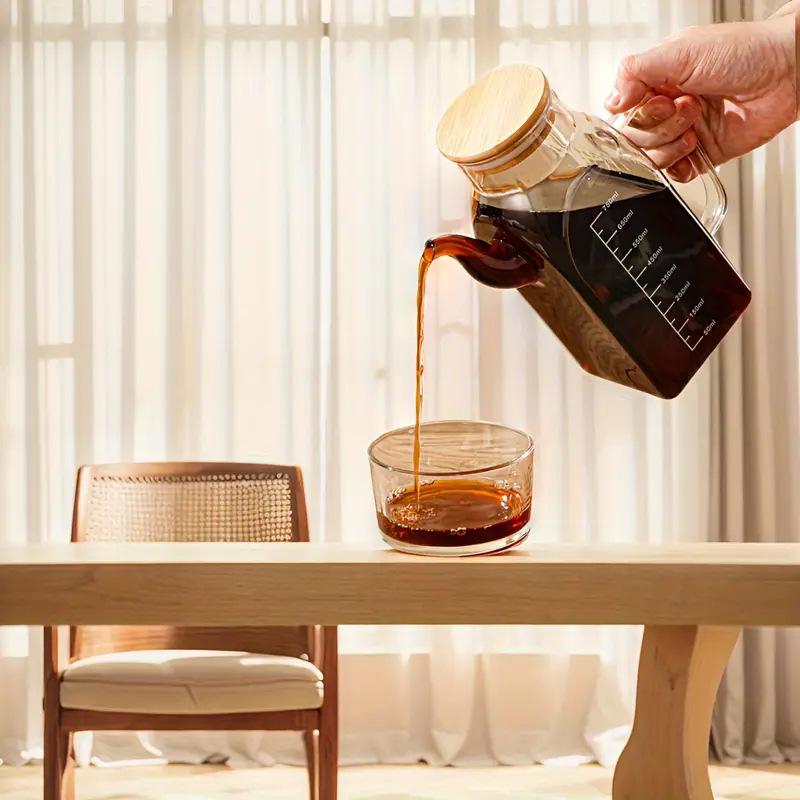 Hausküche Glasölflasche mit Messung Hitzebeständiger quadratischer Ölkanister Tropffreier Gewürzaufbewahrungsbehälter
