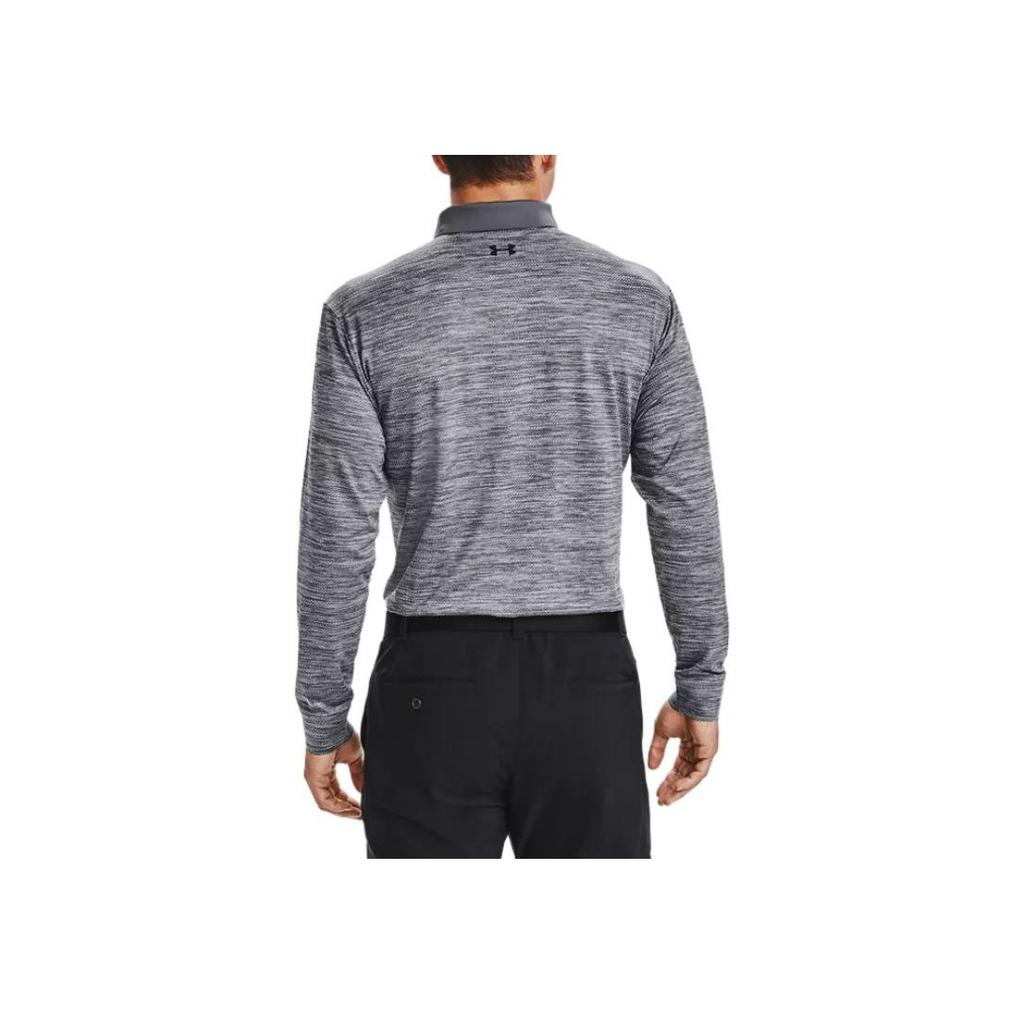 Under Armour Logo Print Square Neck Long Sleeve Polo Shirt Herren Polohemden Grau 1361610-035