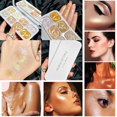 8-farbige Diamant-Hochglanz-Lidschatten-Palette mit perlmuttartigem polarisiertem dreidimensionalem Hautfarb-Konturierungs-Makeup