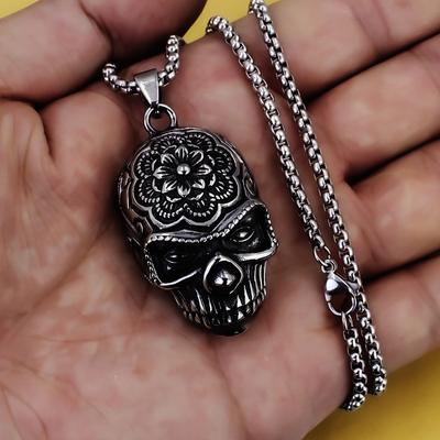Necklace Retro Skull Viking Wolf Head Thor's Hammer Men's Pendant