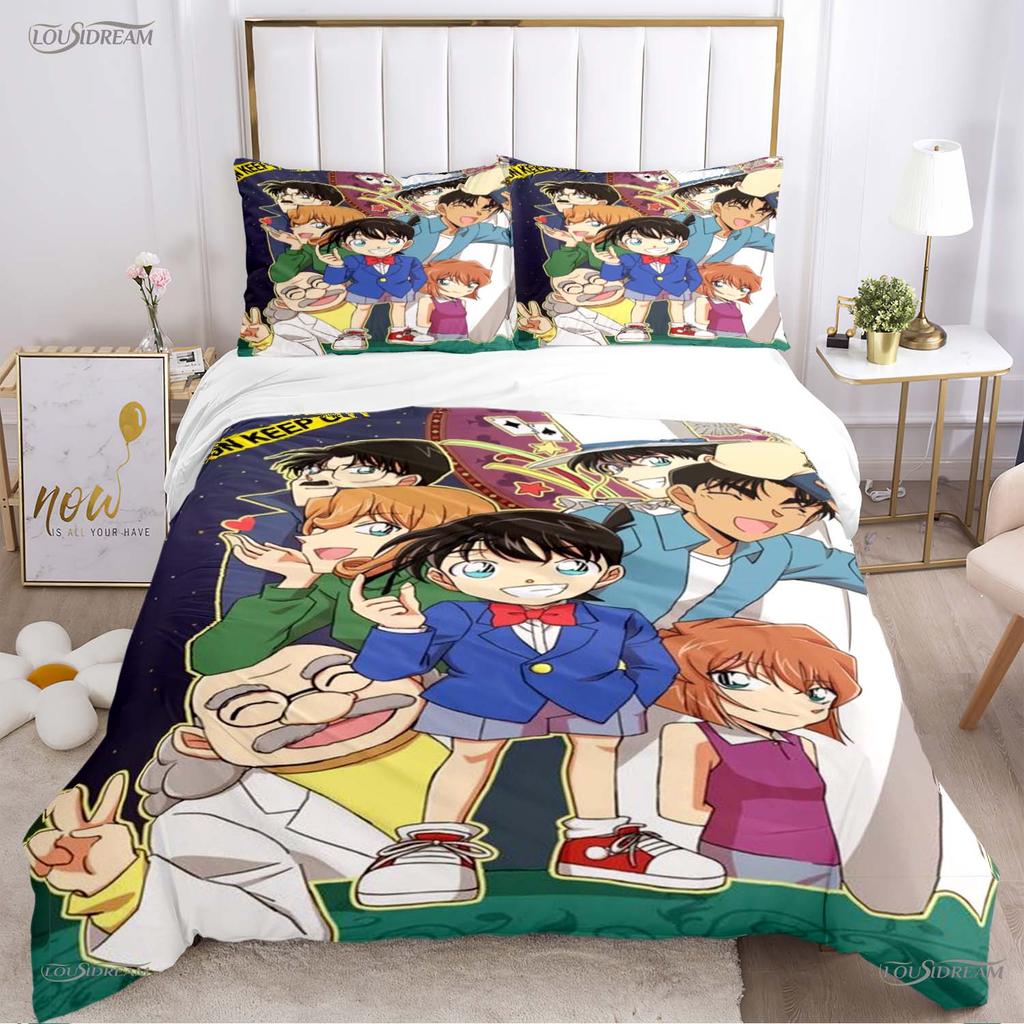Detect Conan carton anime All Season Duvet Cover Comforter Bedding Set Soft Quilt Cover and Pillowcases Single/Double/Queen/King