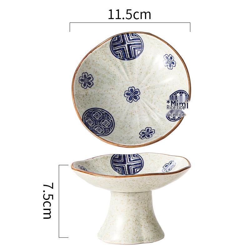 ZISIZ Retro Hand-Painted Ceramic High-Footed Snack Dish