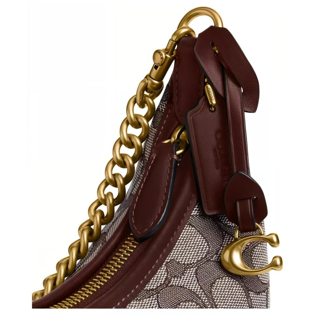 Coach Juliet 25 Signature Jacquard Design Cotton Shoulder Bag Medium Women Shoulder Bag Oak Maple CBS11-B4S0M