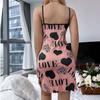 Women's Fashion Sexy Lace Printing Wireless Bra Sexy Loungewear Suspender Nightdress