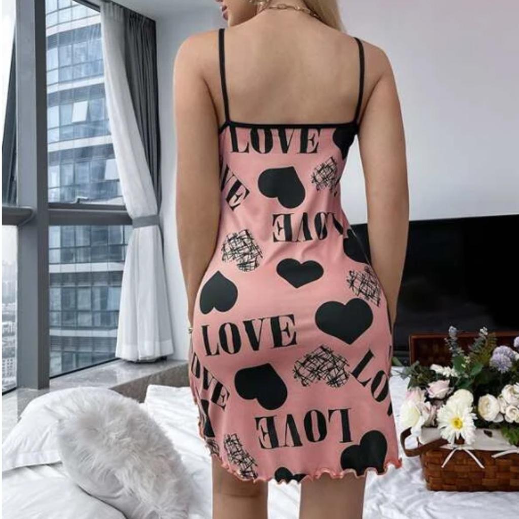 Women's Fashion Sexy Lace Printing Wireless Bra Sexy Loungewear Suspender Nightdress