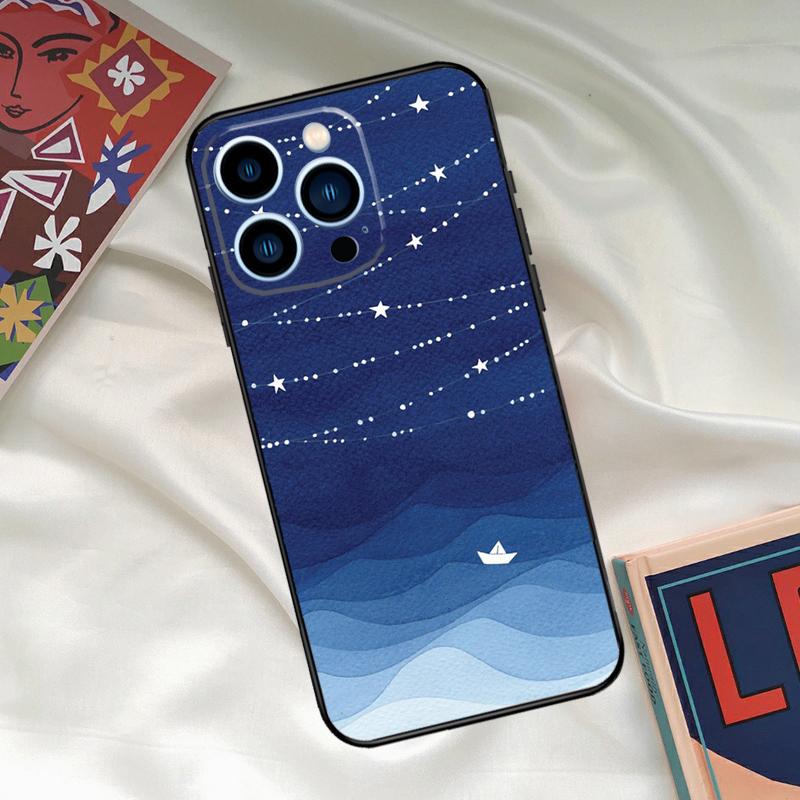 

ocean waves sailboat Phone Case For iPhone 16 15 14 13 12 11 17 Pro Max 15 16 Plus 12 Mini 16e 17 Air Funda Cover iPhone 15 Plus