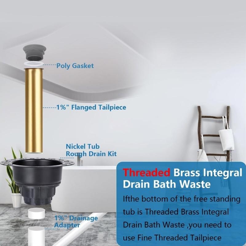 Bathtub Drain Rough Set Easy Installation Drain Systems Bath Drain Set Suitable for Freestanding Bath Installations