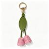 Tulip Pendant Leather Keychain - Flower Charm for Bags