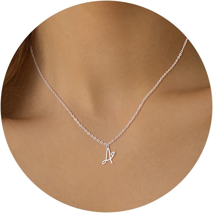 Colier inițial Tewiky pentru femei-Colier cu scrisori delicate umplute cu aur de 14k La modă, drăguț, monogramă personalizată