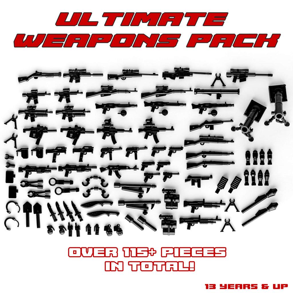 Complete Minifigure Collection with Weapons and Accessories Over 115 Weapons and Accessories Toys and Accessories for Customization - -