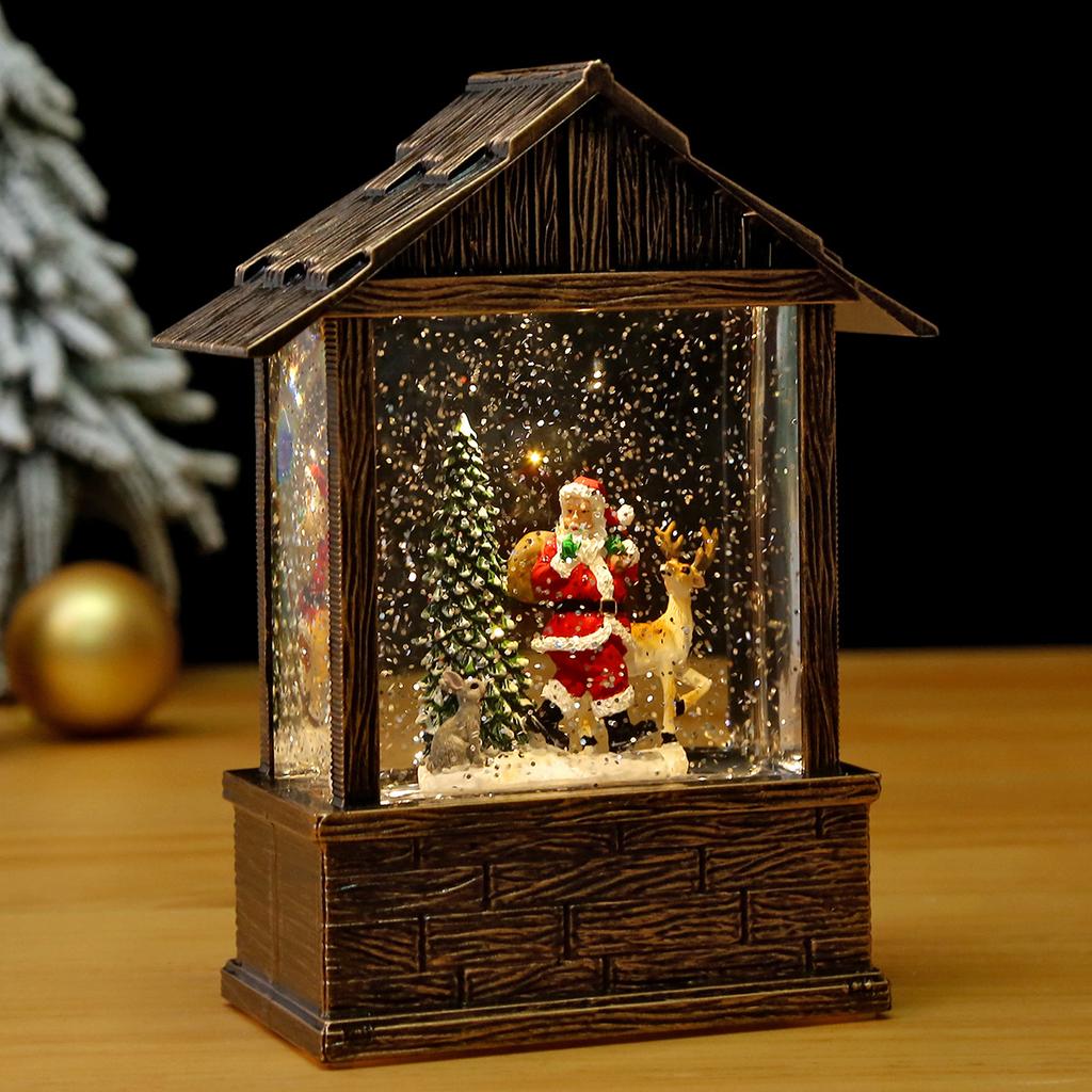 Snow Spray with Music Light Christmas Oil Light Wind Light Horse Light Decoration Music Box Christmas Gift