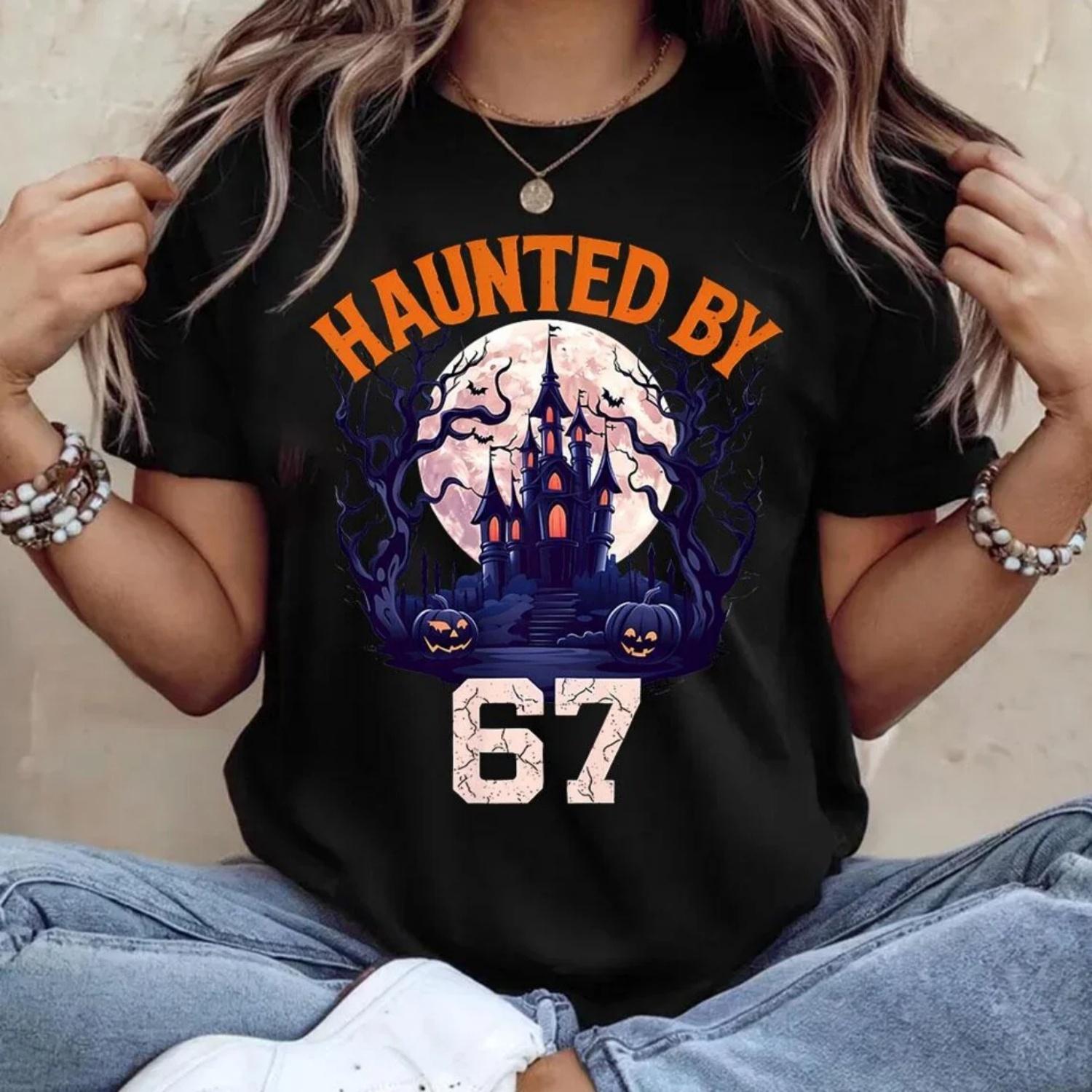 Haunted By 6-7 Print Tee  T-shirts Harajuku Tshirt Girl Clothing Kawaii Print T Shirt for ing Streetwear S чёрный
