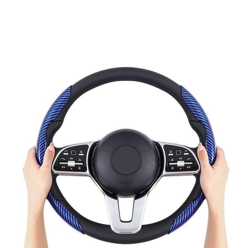 Car Anti-Slip Grip Steering Wheel Cover 2PCS Carbon Fiber for New Bentley Flying Hurtling Spur Continental GT Bentayga Mulsanne