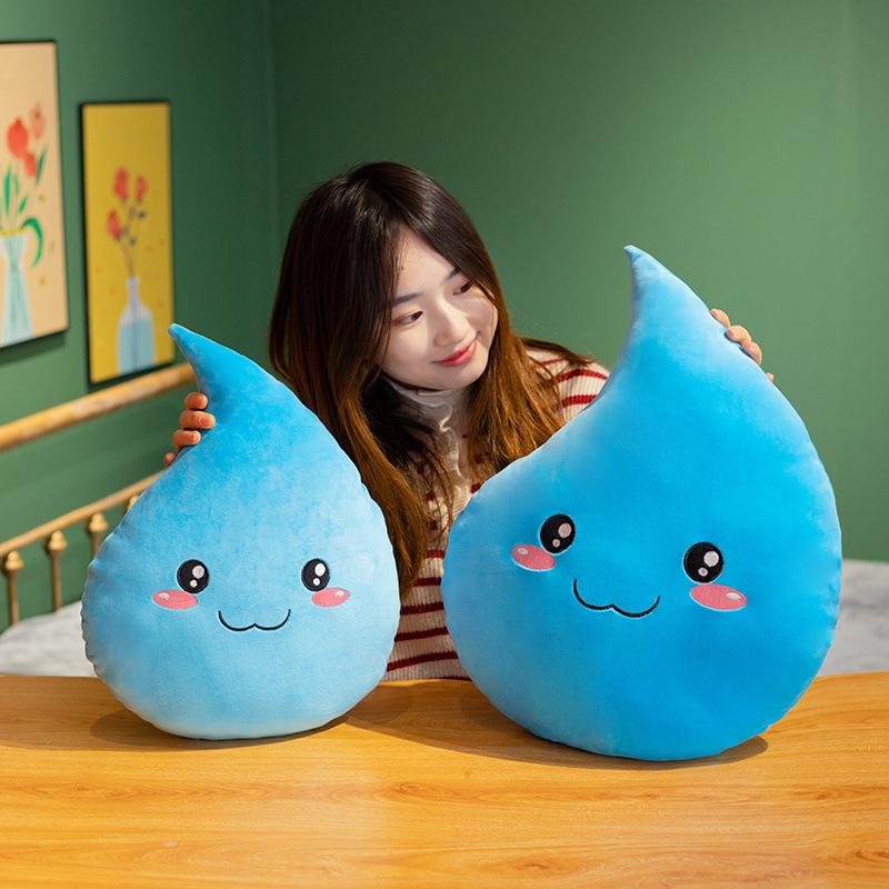 Creative Cute Expression Blue Water Drop Throw Pillow Plush Toy Home Sofa Pillow Cushion Girl Puppet