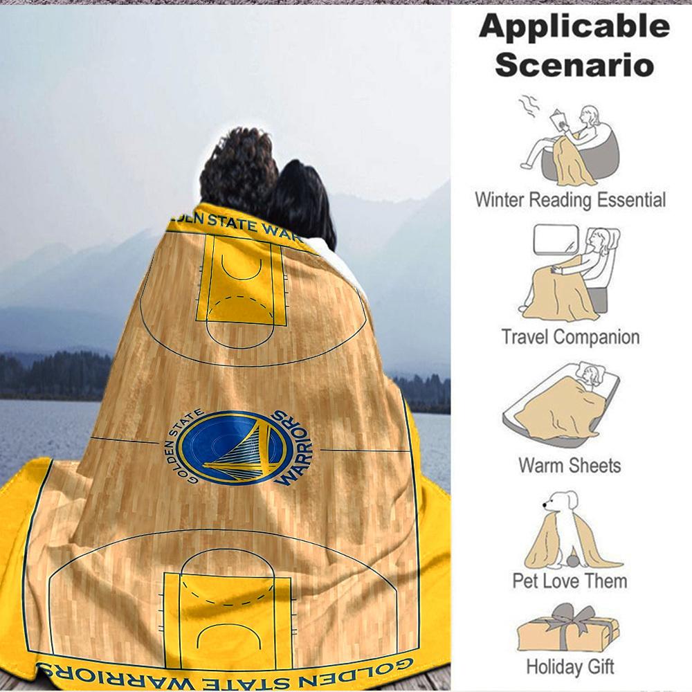 1pc Golden State Warriors Basketball Flannel Blanket, Soft Skin Friendly with Digital Printing, Various Sizes Available for Family, Friends, Birthday