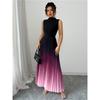 Graduated Color Sleeveless Round Neck Dress Long Skirt Korean Style Casual Fashion Comfortable Leisure Gradient Color Dress