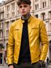 New men's stand-up collar PU leather jacket slim locomotive jacket spring and autumn business casual ruffian handsome jacket