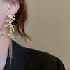 Chinese Ancient Style Long Tassel Dangle Earrings Zinc Zinc Alloy Ear Jewelry Bamboo Leaf Earrings  Women