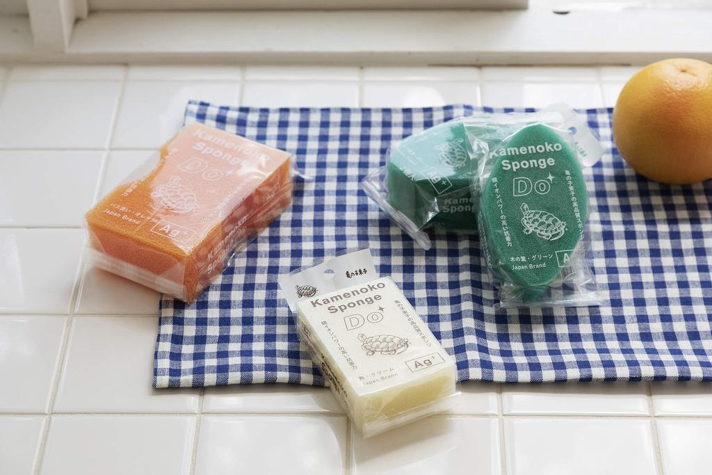 Kamenoko Tsubushi Nishio Shoten Kamenoko Sponge Do Square Green Set of 3