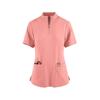 Quick-Dry Short-Sleeve Zipper Gown for Beauty Salon/Hospital Nurses with Casual Stand-Up Collar
