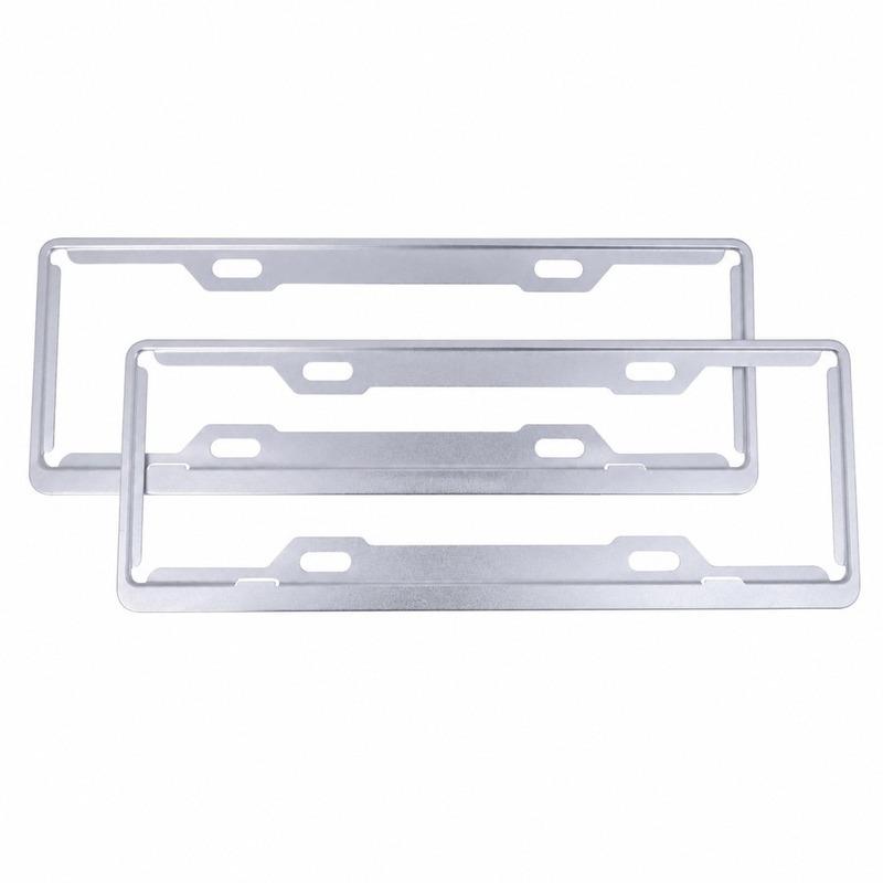 Carbon Fiber Pattern Car License Plate Frame 1.0mm Thick Large Hole for Blue & New Energy Plates, Silver Black Carbon