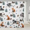 Erosebridal Wolf Fox Bathroom Shower Curtain Sets,Cute Wolves Wild Safari Animal Shower Curtain,Winter Rustic Farmhouse Bath Cur