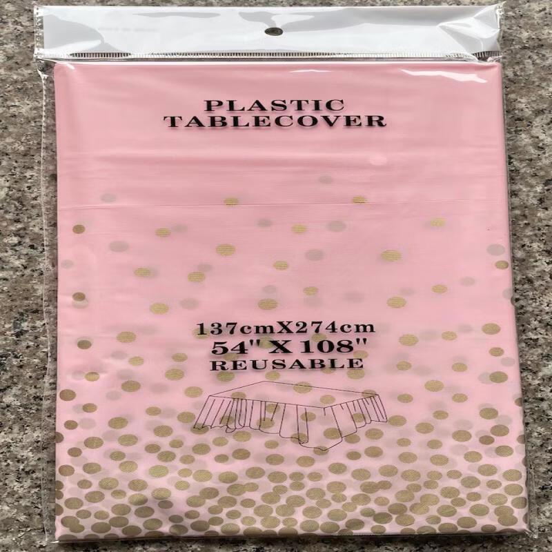 Pink and Gold Polka Dot Disposable Party Tablecloth