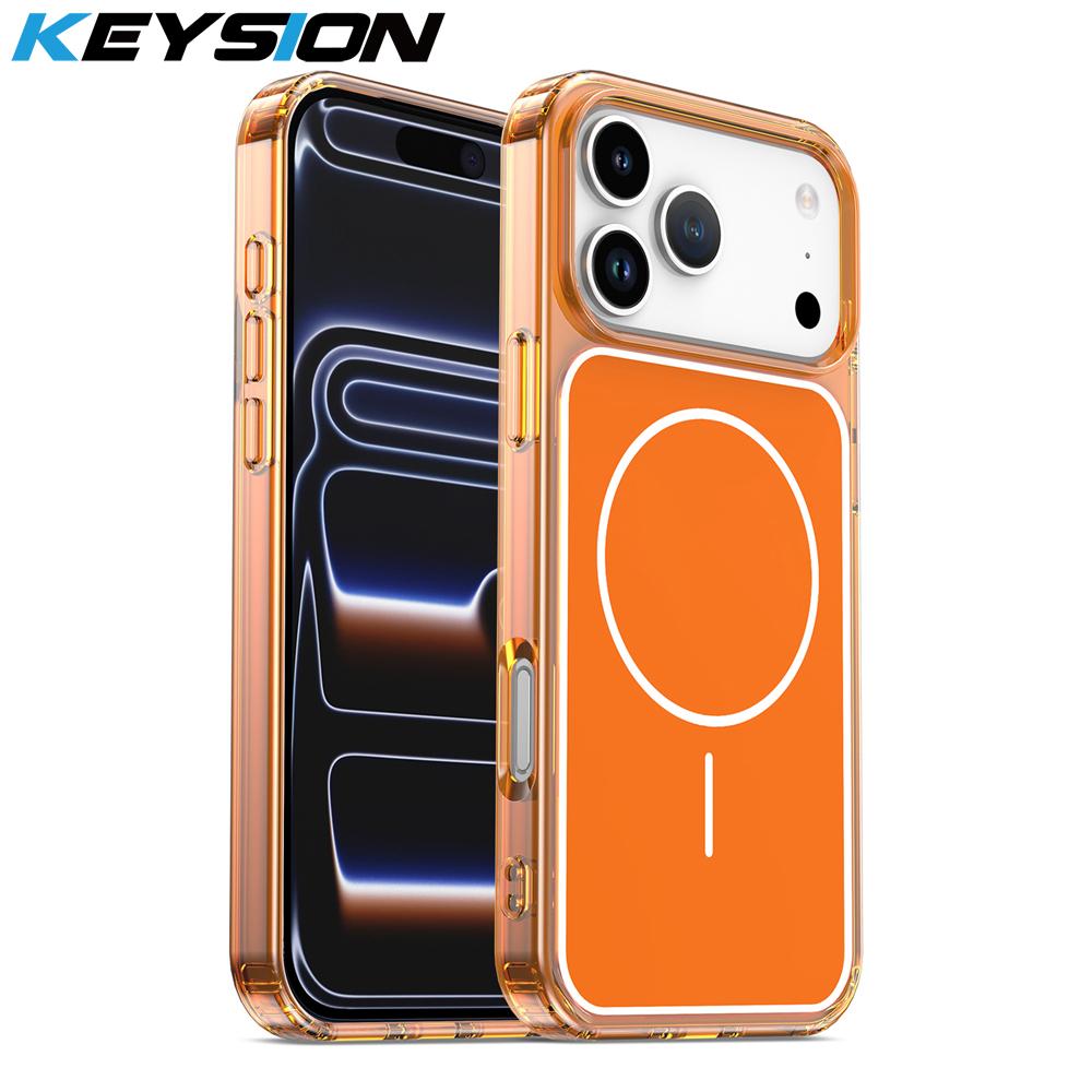 KEYSION Strong Magnetic Phone Case for MagSafe for iPhone 13 14 15 16 17 Pro Max 17 Air 16 Plus TPU+PC Shockproof Wireless Charging Phone Cover