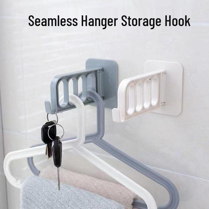 

Punch-Free Foldable Invisible Hook Clothes Hanger for Bedroom, Dorm, or Office Patent Square Four-Hole Hanger Hook сірий колір
