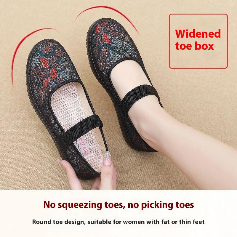 Stoffschuhe Frühling und Herbst Rutschfeste Weiche Sohle Mittelalterliche und Ältere Einzelschuhe Damenschuhe für Ältere