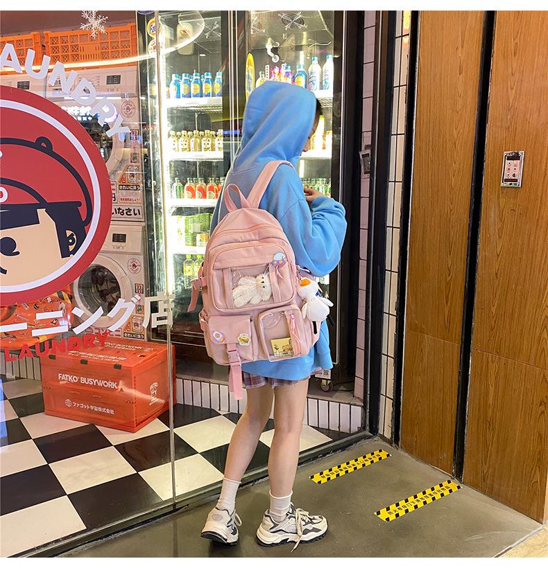 Sac à dos Campus Dessin Animé Transparent: Grande Capacité & Design Mignon pour Étudiants